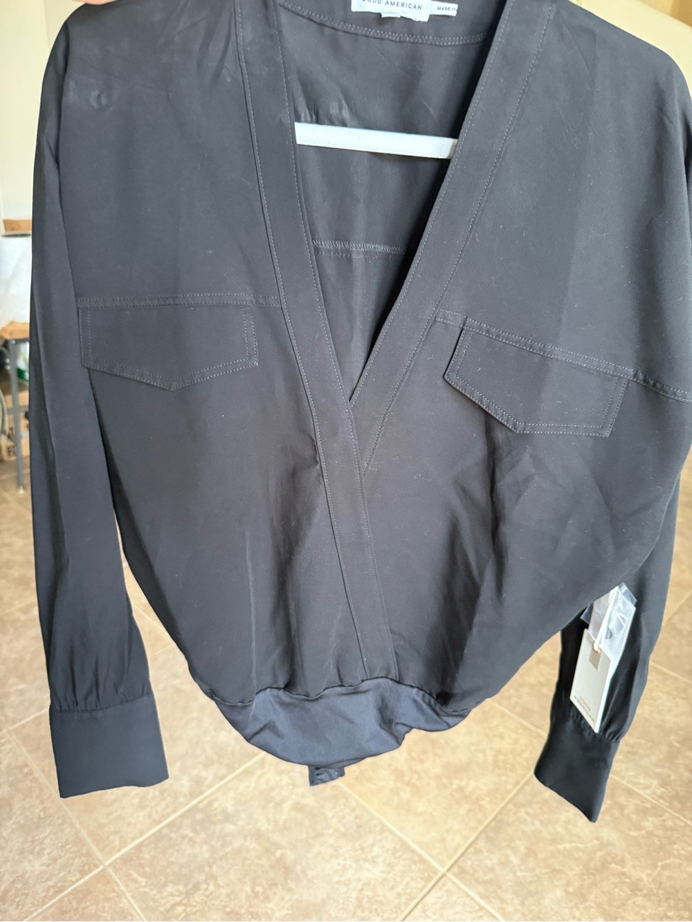 Good American Black V-Neck Utility Jacket